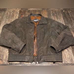 Vintage Members Only Mens Leather Jacket 46 Brown Bomber Moto Distressed Zipper